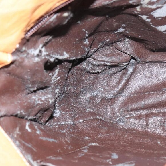 LOEWE Anagram Shoulder Bag Leather Brown Gold Auth - Picture 11 of 16